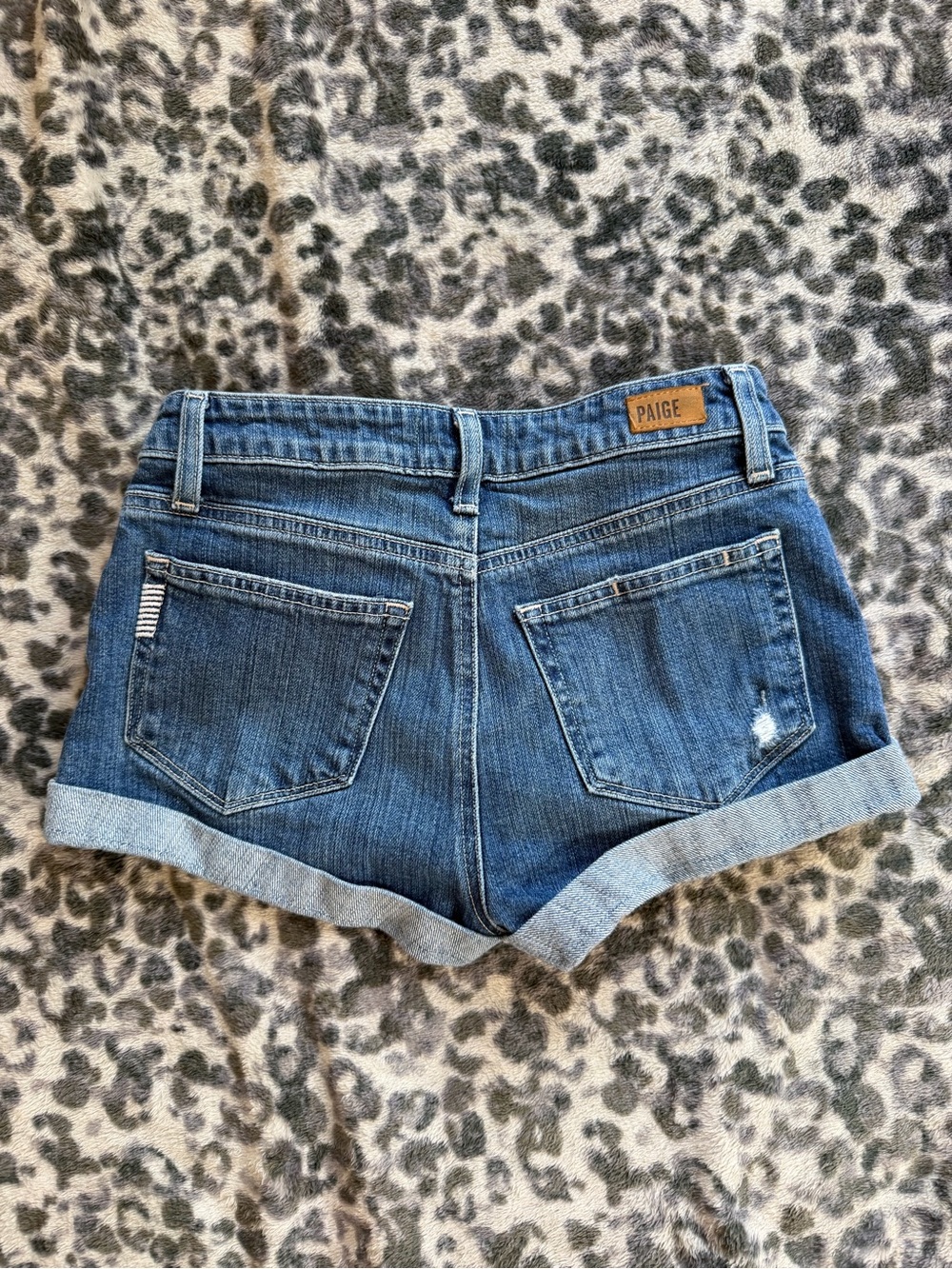 PAIGE Blue Denim Cuffed Low Waisted Women's Shorts